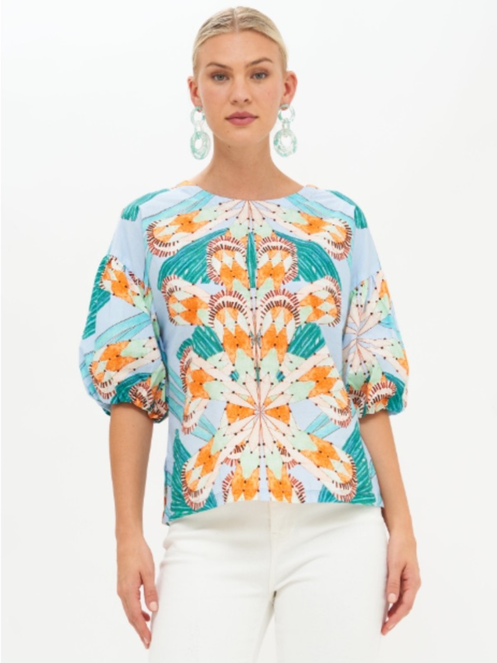Oliphant Puff Sleeve Blouse-Palmetto